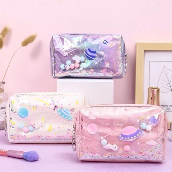 Laser Glitter Large Capacity Pencil Bags - Image 2